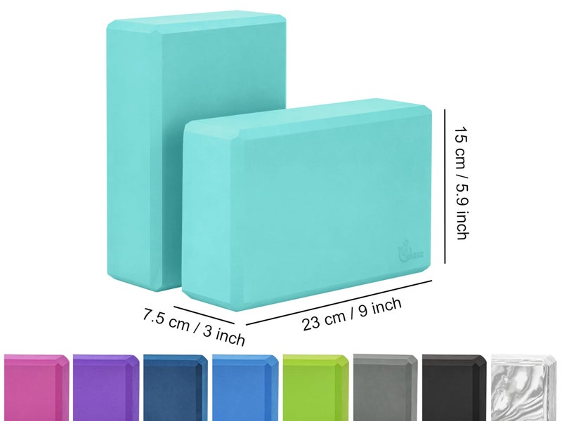 EXERZ Yoga Blocks 2pcs Gym Bricks High Density EVA Foam 9 x 6 x 3 inches - Image 2